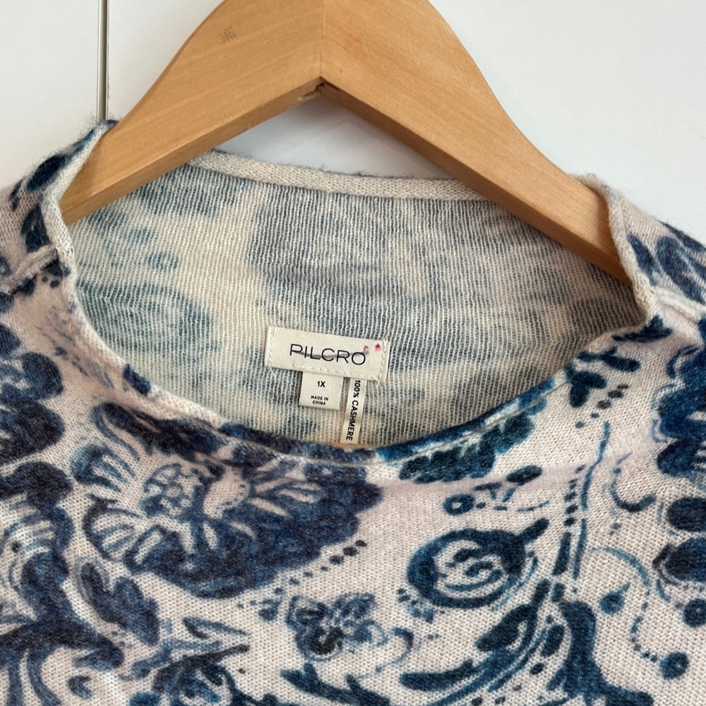 Anthropologie Pilcro Alani Cashmere Mock-Neck Sweater Indigo 1X NWOT - Picture 6 of 15
